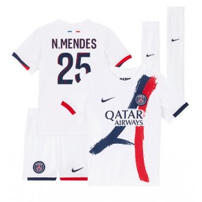 Paris Saint-Germain Nuno Mendes #25 Gostujuci Dres za Dječji 2024-25 Kratak Rukavima (+ kratke hlače)